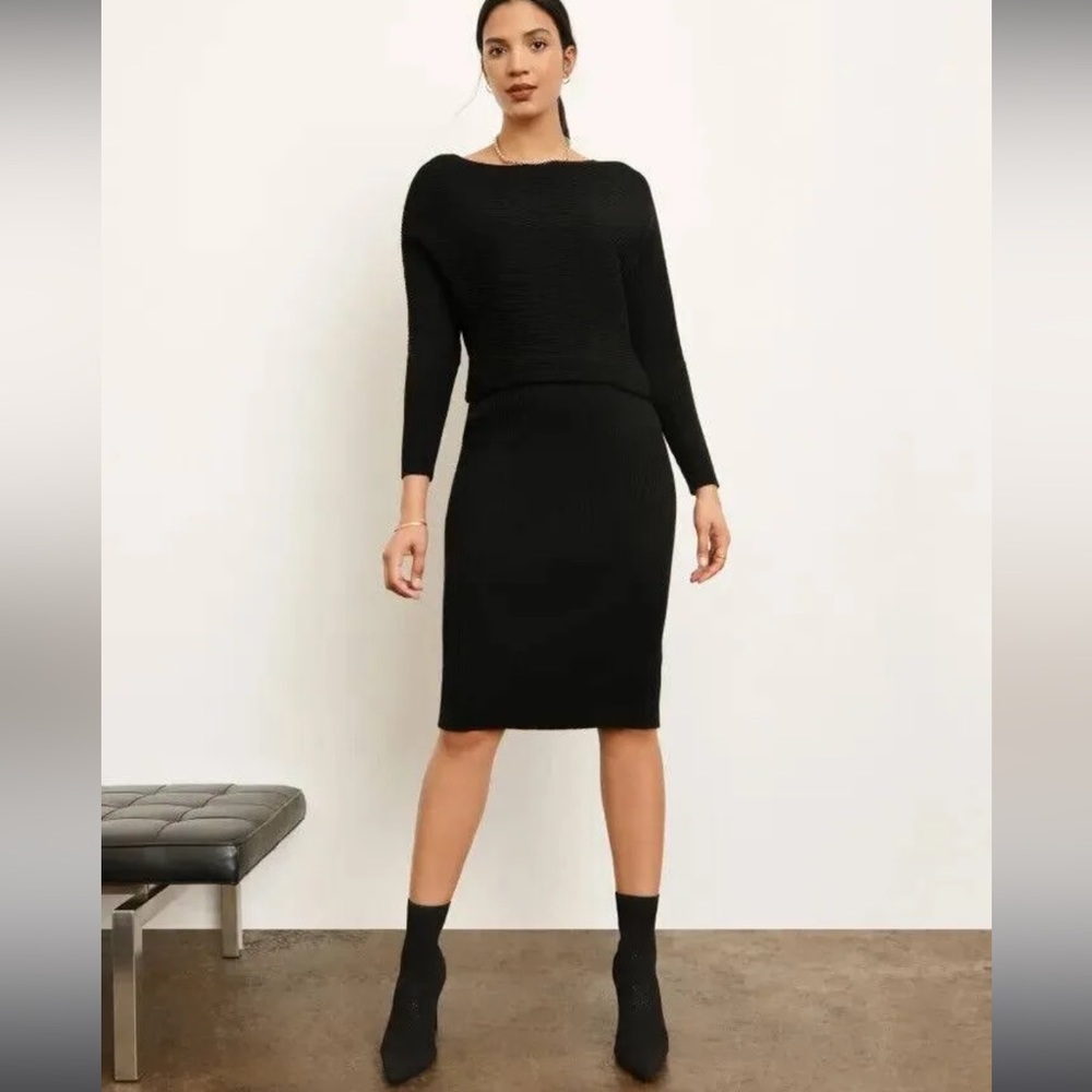 Donna Karan Black Knit Midi Dress